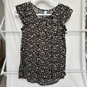 Old Navy Printed Blouse Black & Tan Size S